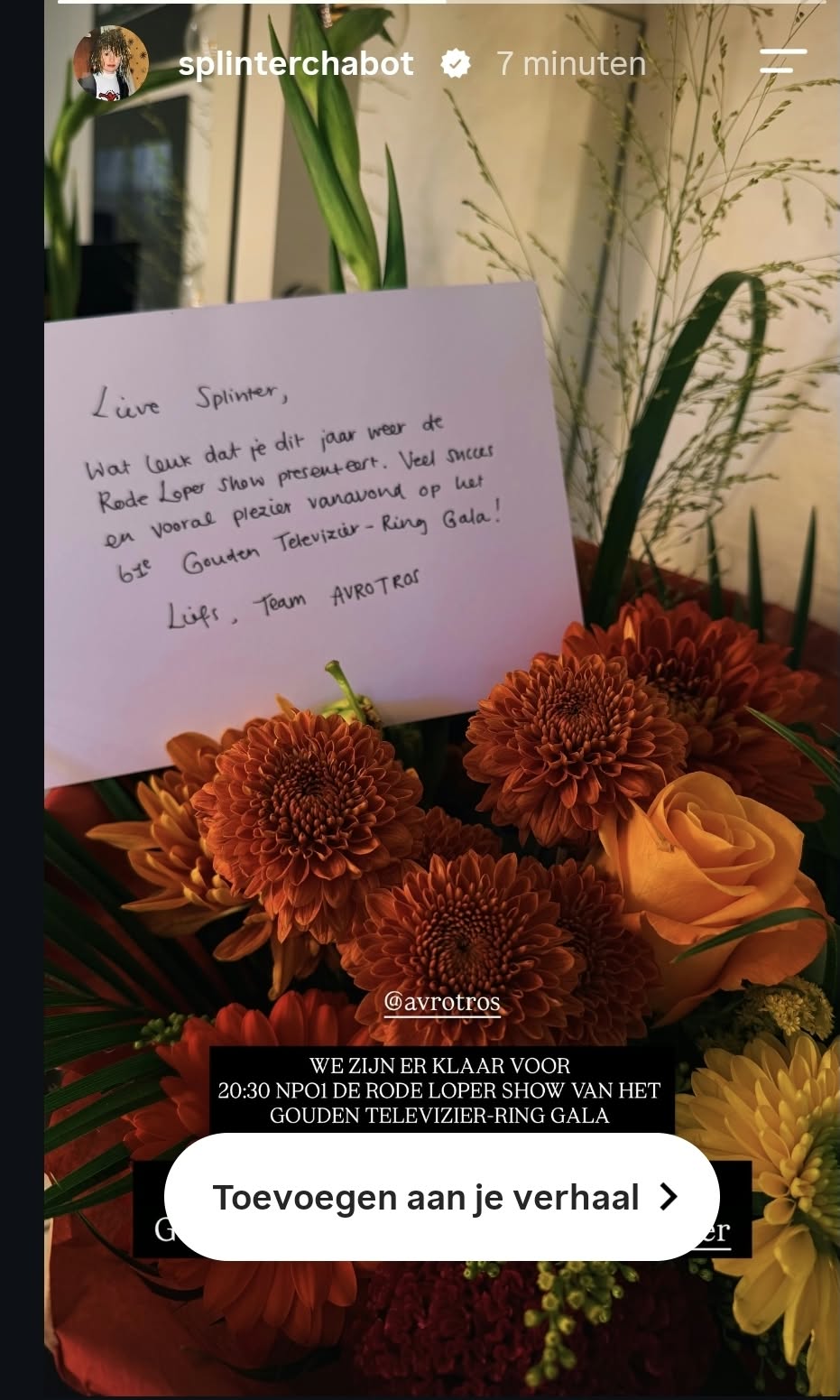Splinter zegt het met bloemen