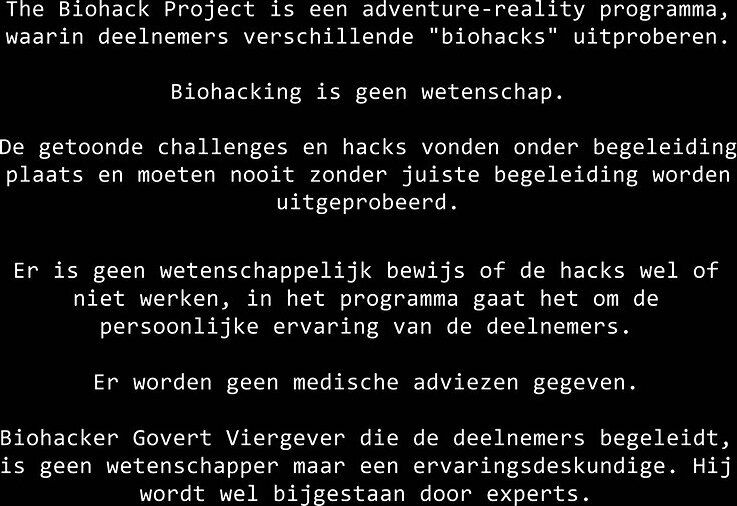 De disclaimer van The Biohack Project