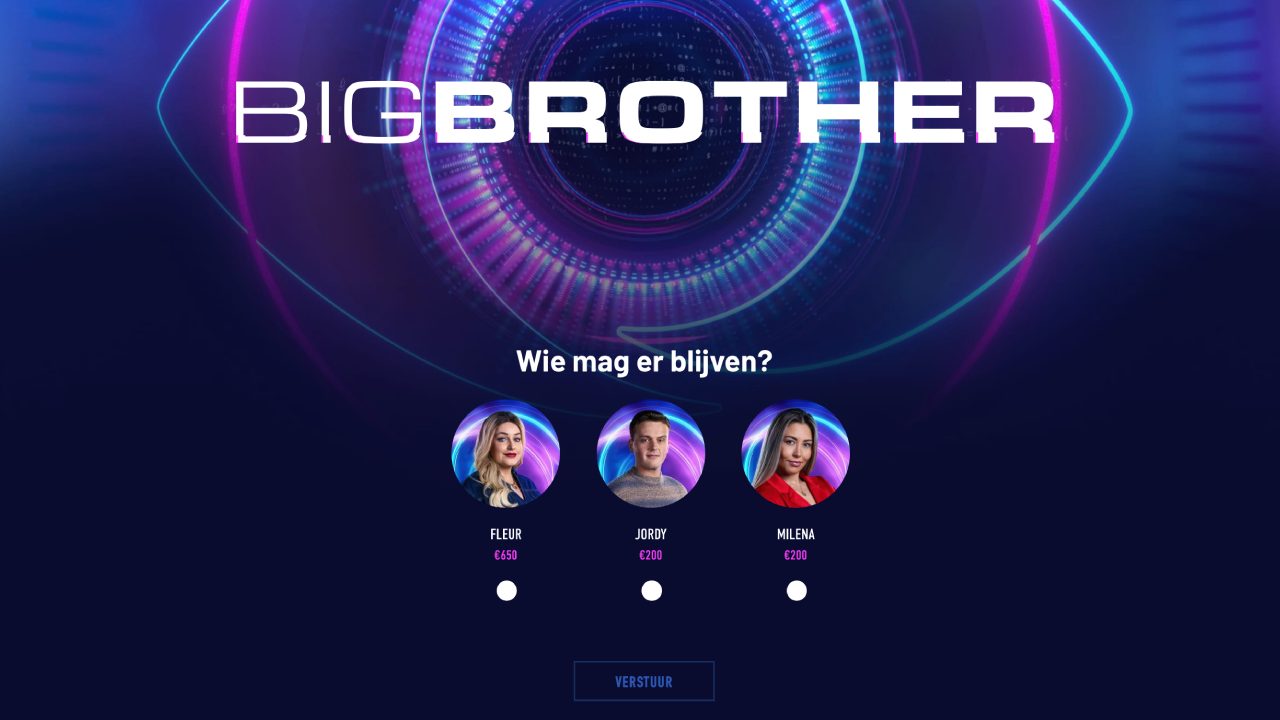 Fleur, Jordy en Milena zijn genomineerd in Big Brother 2025