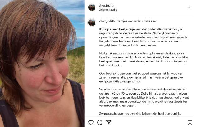 Instagram-reactie van Judith.