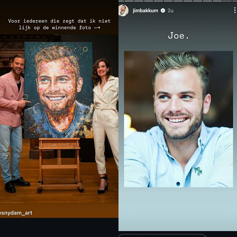 Jim laat zien dat het schilderij heus wel lijkt