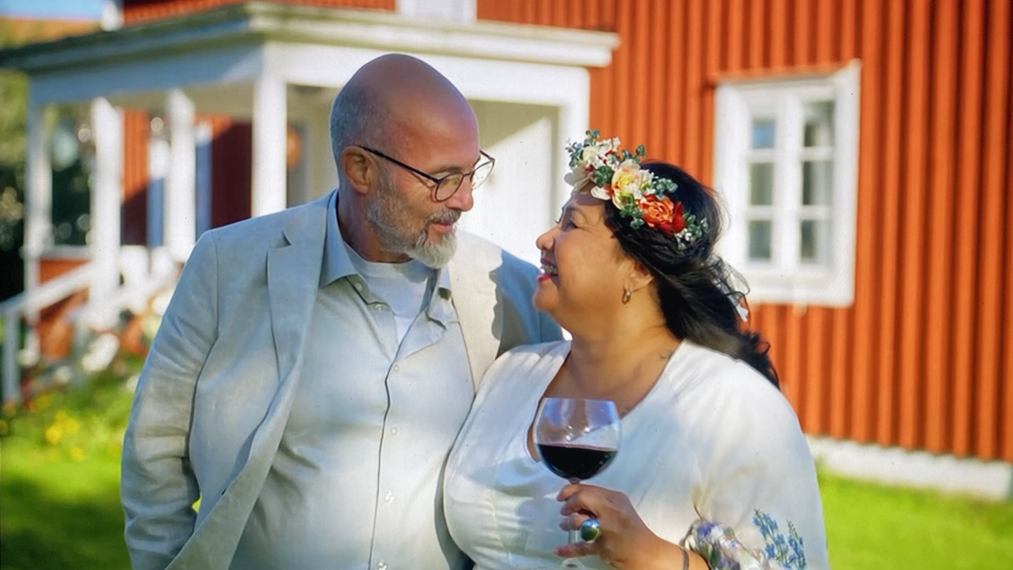 Robin en Pearl tijdens hun trouwdag
