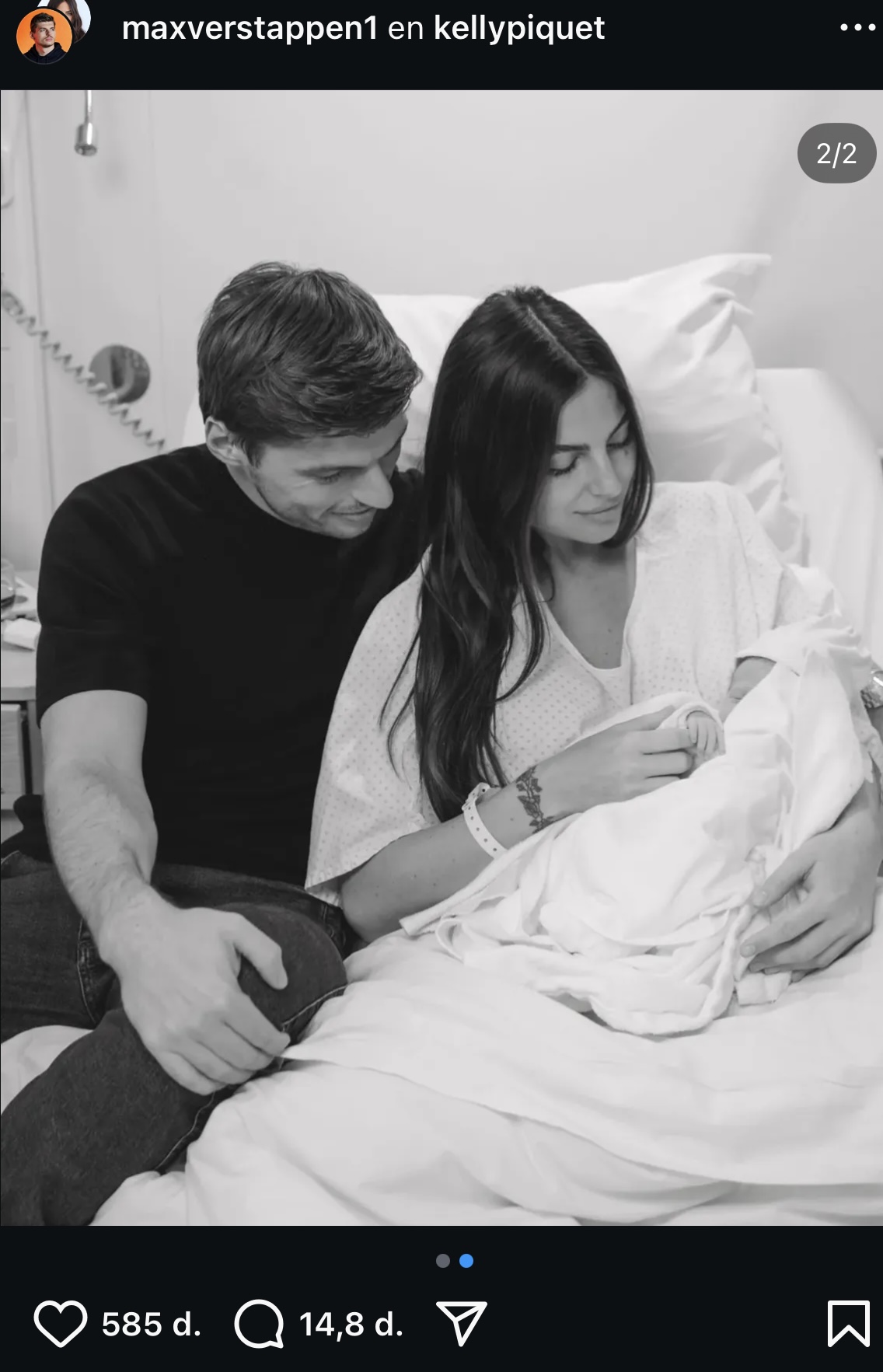 Max Verstappen en Kelly Piquet met hun dochtertje