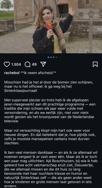 Instagrampost van Rachel