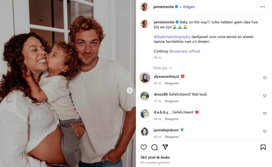 Bekendmaking op Instagram.
