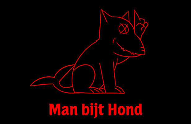 Man bijt hond