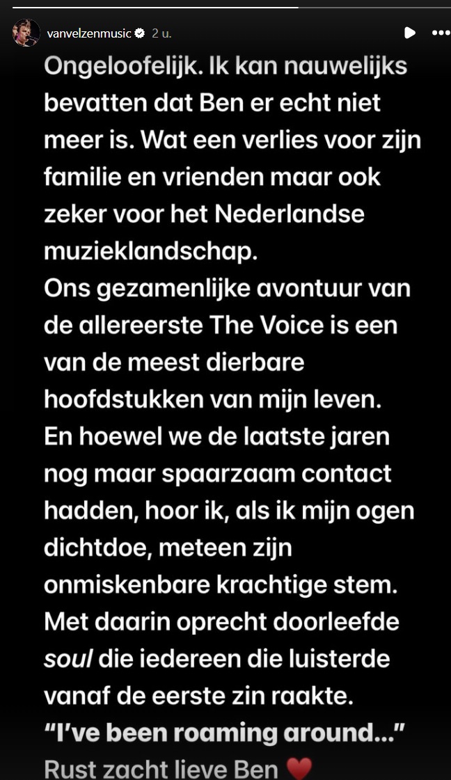 Van Velzen over de dood van Ben Saunders