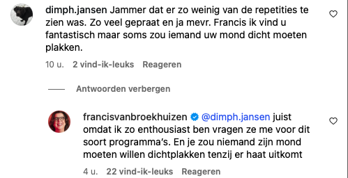 Francis reageert