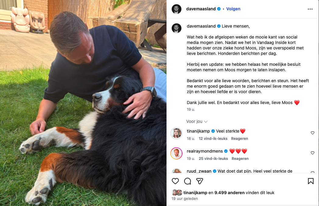 Dave Maasland bericht over zijn hond Moos