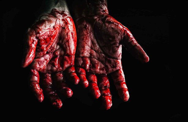 Stockfoto van bloederige handen
