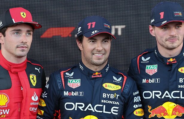 Charles Leclerc, Sergio Perez en Max Verstappen