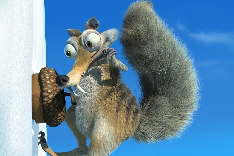 Eekhoorn Scrat veroorzaakt een enorme aardverschuiving in Ice Age