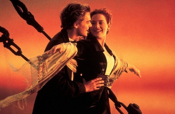 Leonardo DiCaprio en Kate Winslet in Titanic