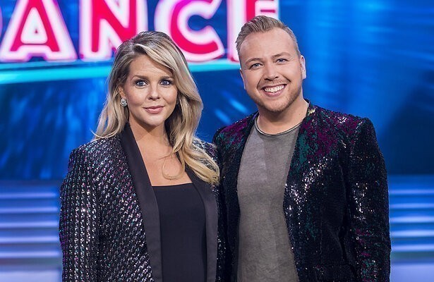 Chantal Janzen en Jamai Loman tijdens de opnames van Time To Dance in 2018