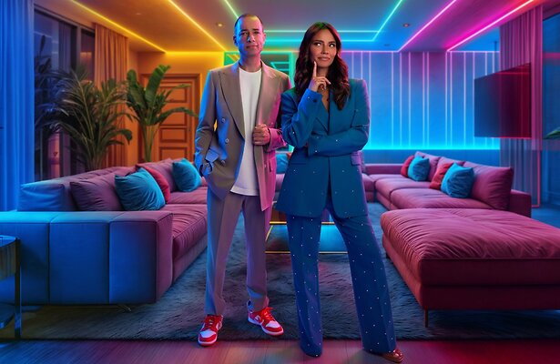 Presentatoren Valerio Zeno en Monica Geuze