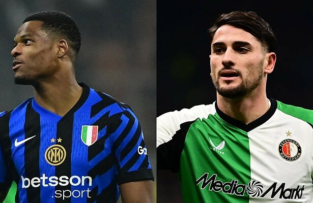 Denzel Dumfries (Inter Milaan) & Julian Carranza (Feyenoord)
