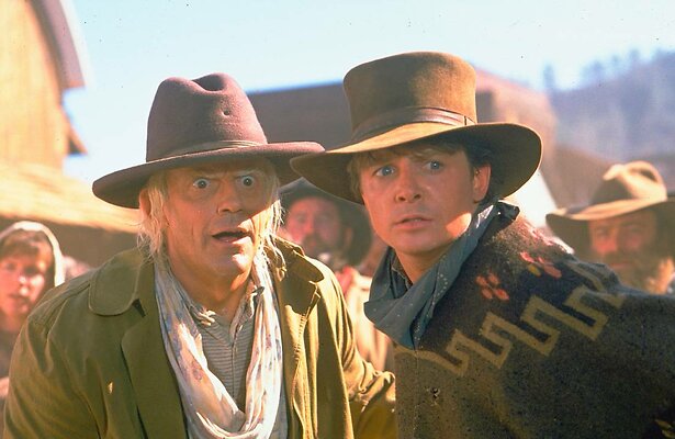 Christopher Lloyd en Michael J. Fox in Back to the Future Part III