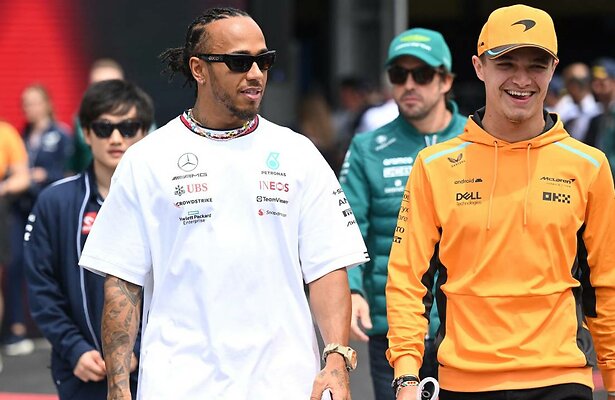 Lewis Hamilton en Lando Norris