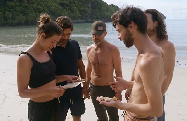 Ilse, Mark, Jochen, Guido en Willem voor Expeditie Robinson