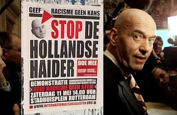 Pim Fortuyn op campagnebeeld Fortuyn: On-Hollands