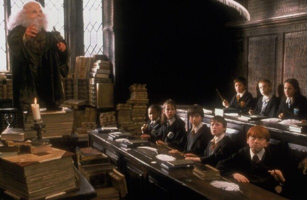 Daniel Radcliffe en medeacteurs in Harry Potter and the Philosopher's Stone