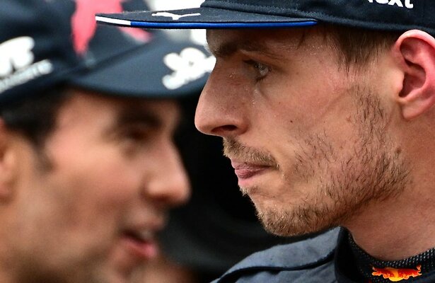 Max Verstappen en Sergio Perez 