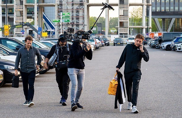 Sascha Visser en Lil Kleine tijdens de opnames van Jorik