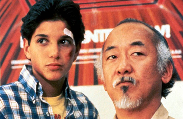 Ralph Macchio en Pat Morita in The Karate Kid