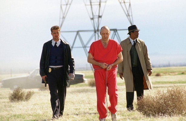 Brad Pitt, Kevin Spacey en Morgan Freeman in Se7en