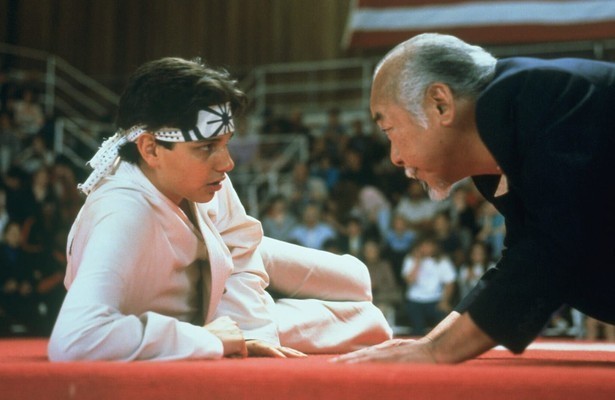 Ralph Macchio en Pat Morita in The Karate Kid Part III