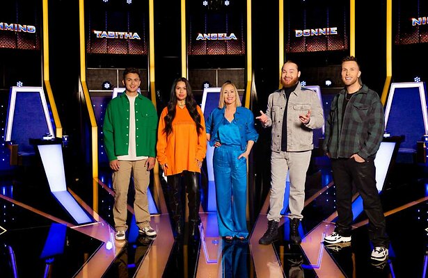 Flemming, Tabitha, Angela Groothuizen, Donnie en Nicky Romero in The Talent Scouts