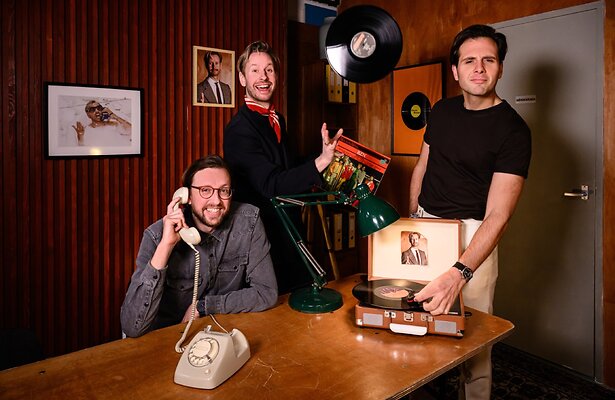 Stijn van Vliet, Daan Boom en Tobias Camman in De platenzaak