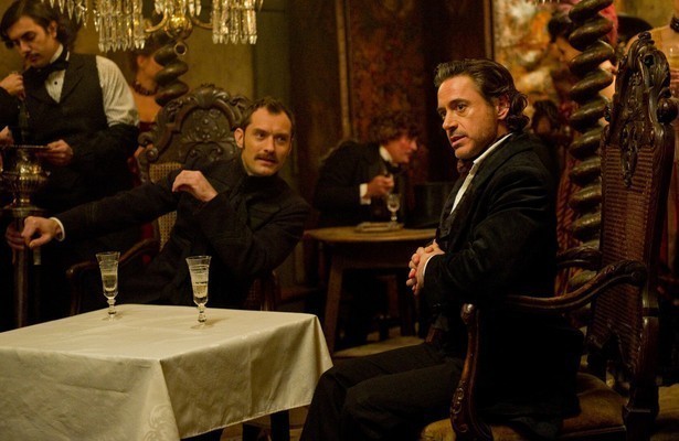 Jude Law en Robert Downey Jr. in Sherlock Holmes: A Game of Shadows