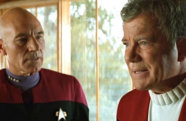 Patrick Stewart en William Shatner in Star Trek: Generations