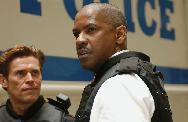Denzel Washington en Willem Dafoe in Inside Man