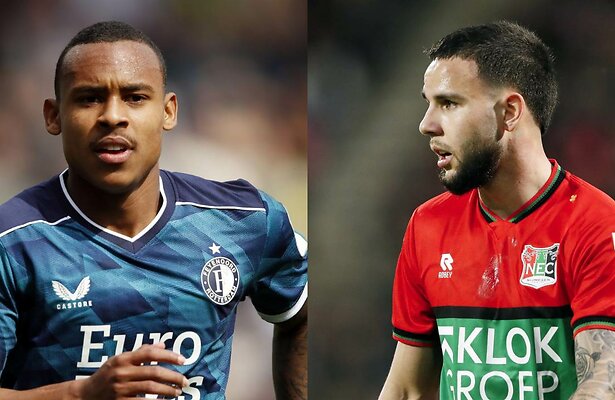 Igor Paixao (Feyenoord) en Calvin Verdonk (NEC)