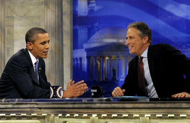 Barack Obama en Jon Stewart