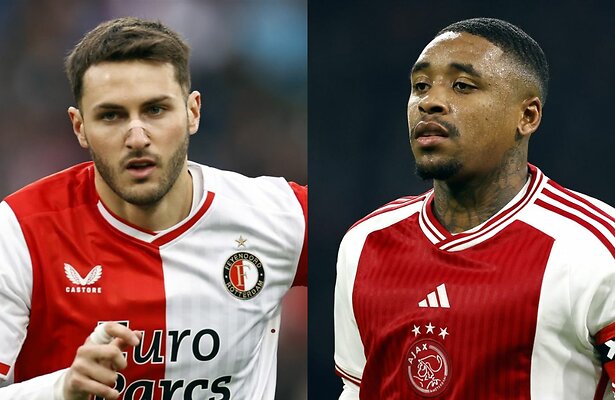 Santiago Gimenez (Feyenoord) en Steven Bergwijn (Ajax)