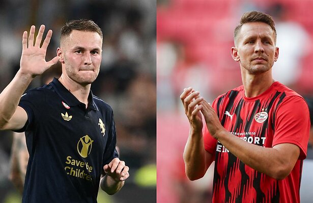 Teun Koopmeiners (Juventus) en Luuk de Jong (PSV)