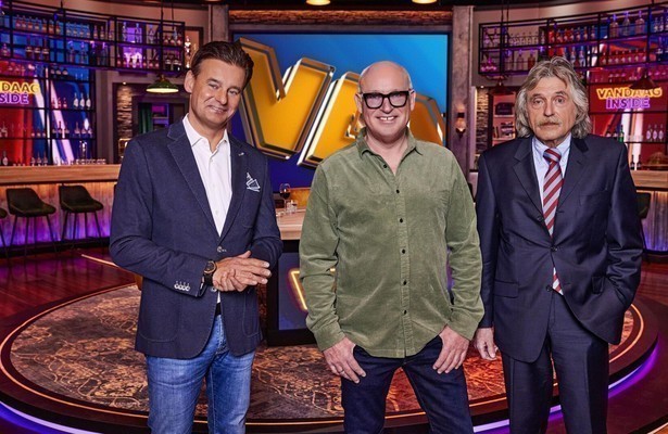 Wilfred Genee, René van der Gijp en Johan Derksen voor Vandaag Inside