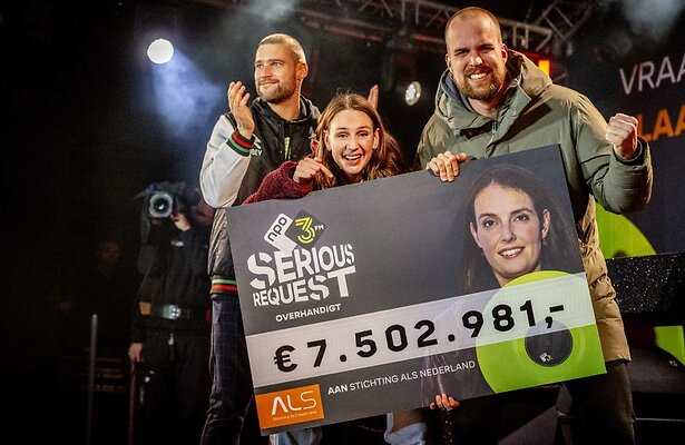 Bekendmaking eindbedrag 3FM Serious Request.