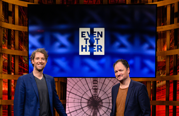 Niels van der Laan en Jeroen Woe in het populaire programma Even Tot Hier