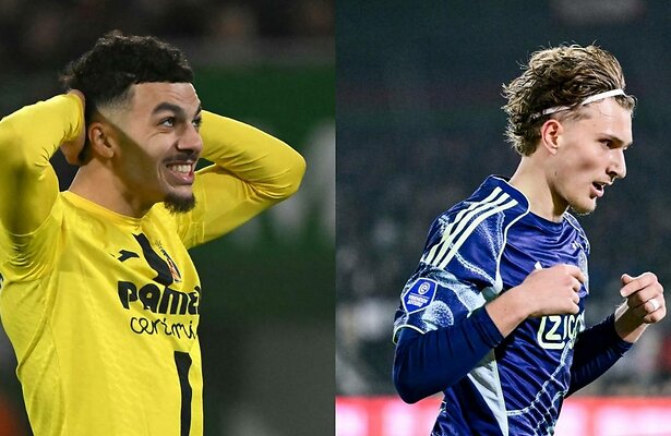 Georges Mikautadze (Villarreal) & Mika Godts (Ajax)