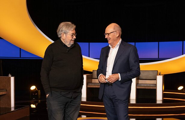 Maarten van Rossem en Phillip Freriks voor De Slimste Mens