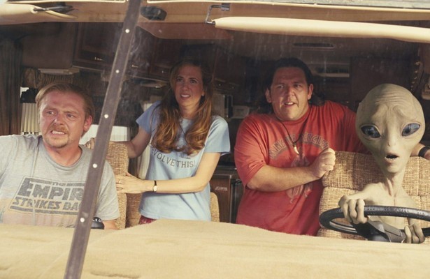 Simon Pegg, Kristen Wiig en Nick Frost in Paul