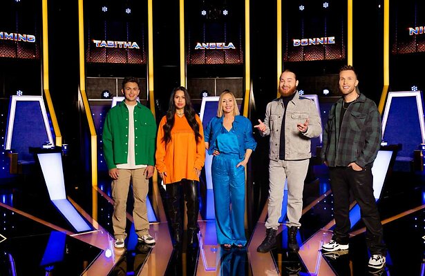 Flemming, Tabitha, Angela Groothuizen, Donnie en Nicky Romero in The Talent Scout