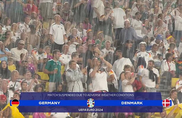 Duitsland - Denemarken gestaakt vanwege noodweer