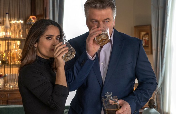 Selma Hayek en Alec Baldwin in Drunk Parents