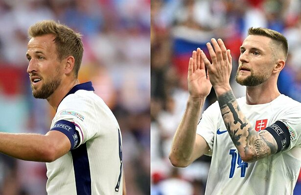 Harry Kane van Engeland en Milan Skriniar van Slowakije