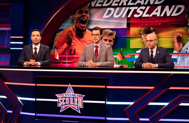 Jonathan van het Reve, Tex de Wit, Diederik Smith in 2019 met Makkelijk Scoren. 